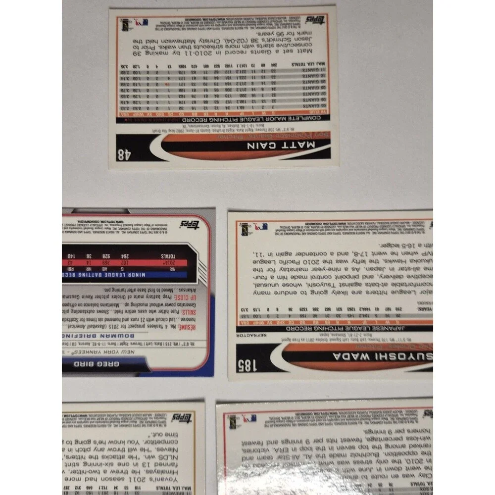 Lot of five 2012 Topps Chrome baseball cards.Includes:Tsuyoshi Wada Refractor